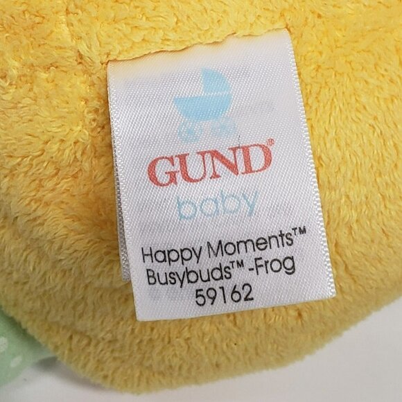 Gund Baby 18" Happy Moments Busybuds Frog Green Yellow Polka Dot Stripes Plush - Picture 4 of 6